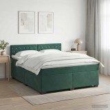Cumpara ieftin Pat box spring cu saltea si LED Verde inchis 160 x 200 cm