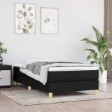 VidaXL Pat box spring cu saltea, negru, 90x190 cm, textil