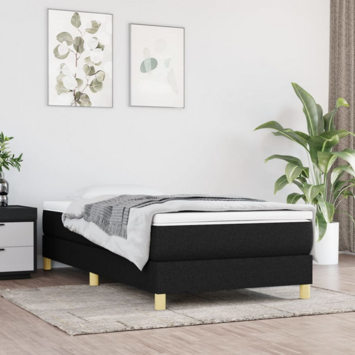 vidaXL Cadru de pat box spring, negru, 100x200 cm, textil
