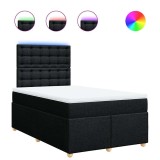 Cumpara ieftin Pat box spring cu saltea, negru, 120x190 cm, catifea