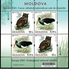 MOLDOVA 2021, EUROPA CEPT, Fauna, bloc neuzat, MNH