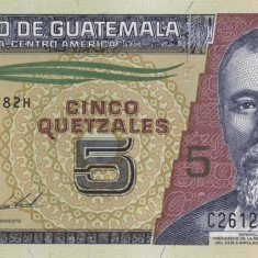 GUATEMALA █ bancnota █ 5 Quetzales █ 2022 █ P-122A █ UNC █ necirculata