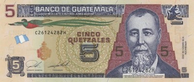 GUATEMALA █ bancnota █ 5 Quetzales █ 2022 █ P-122A █ UNC █ necirculata foto
