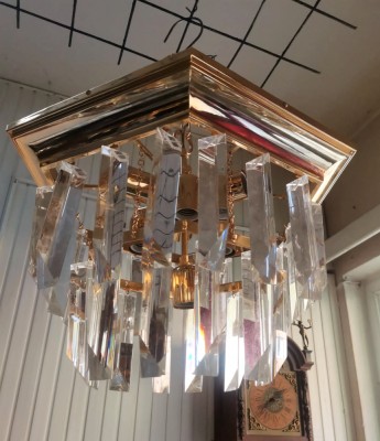Rafinat candelabru in stilul Art-Deco cu elemente din cristal și bronz , foto