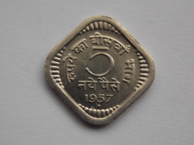 5 Naye Paise 1957 INDIA-UNC foto