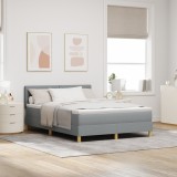 vidaXL Pat cu arcuri cu saltea &amp; LED gri deschis 140x200 cm țesătură