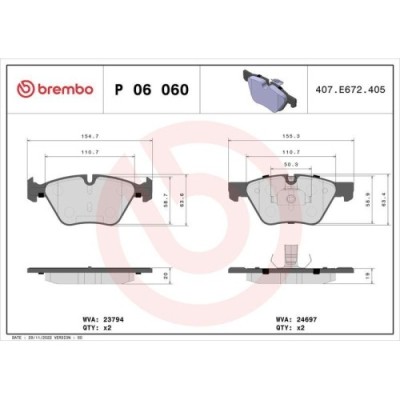 Placute frana BMW 5 (F10) 01.09-10.16, 5 Touring (F11) 11.09-02.17, Fata, BREMBO foto