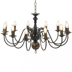 vidaXL Candelabru antichizat, negru, 12 becuri E14