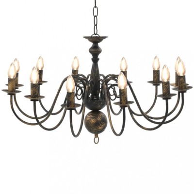 Candelabru antichizat, negru, 12 becuri E14 foto