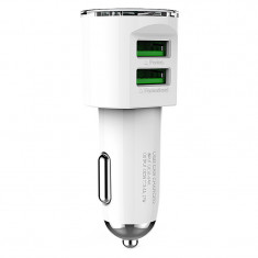 Incarcator Auto cu cablu USB Tip-C Ldnio DL-C29, 2 X USB, 3.4A, Alb