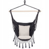Hamac Tip Scaun Springos, 130x100cm, Gri/Crem, 2 Perne Incluse, Max 150kg, Bumbac/Poliester, Interior/Exterior