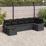 vidaXL Set de canapele pentru grădină cu pernă 7 pcs Negru Rattan poli 3360334