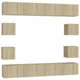 Cumpara ieftin Set de dulapuri TV, 8 piese, stejar sonoma, lemn prelucrat