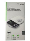 Belkin 2x 10w Dual Wireless Charging Pad Eu Psu (barrel) White