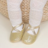Cumpara ieftin Balerini eleganti aurii pentru bebelusi (Marime Disponibila: 3-6 luni (Marimea