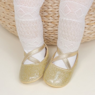 Balerini eleganti aurii pentru bebelusi (Marime Disponibila: 6-9 luni (Marimea foto