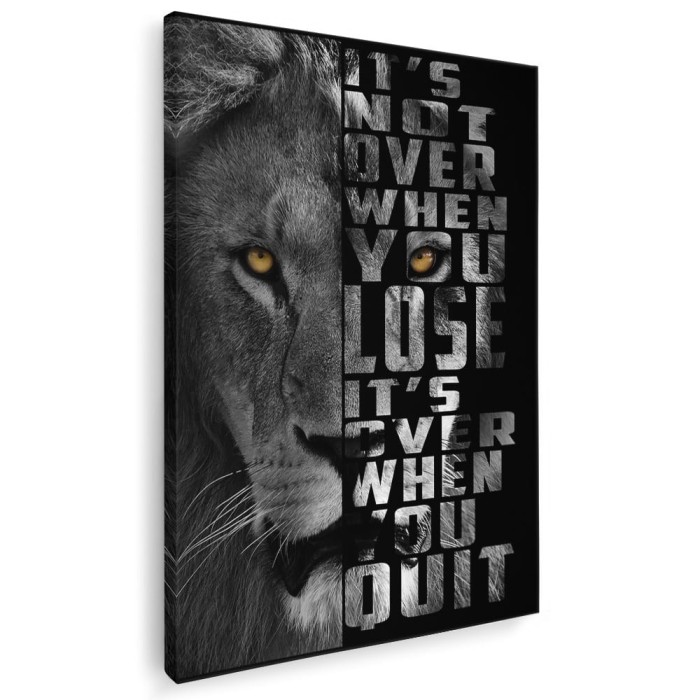 Tablou canvas mesaj motivational pentru perseverenta, alb, negru 1160 Tablou canvas pe panza CU RAMA 60x90 cm