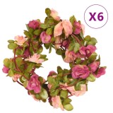 VidaXL Ghirlande de flori de Crăciun, 6 buc., roșu roze, 250 cm