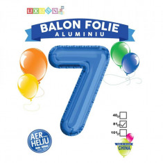 Balon, folie aluminiu, albastru, cifra 7, 81 cm