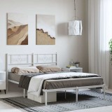 VidaXL Cadru de pat metalic cu tăblie, alb, 135x190 cm 355315