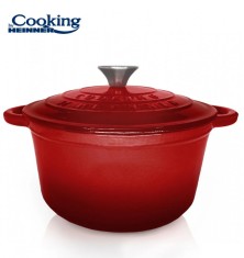 SEMIOALA FONTA EMAILATA+CAPAC 28X13 CM, 6L, RED LINE, COOKING BY