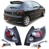 Lumini spate din sticla clara, negre, potrivite pentru Peugeot 206 hatchback 3 + 5 usi 98-09 Performance AutoTuning