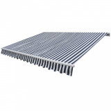 Cumpara ieftin Copertină pliabilă cu acționare manuală, 300 cm, albastru/alb