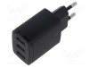 Alimentator pulsatoriu BASEUS 5V 17W negru USB A x3 plug-in
