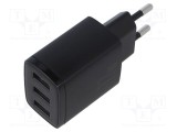 Alimentator pulsatoriu BASEUS 5V 17W negru USB A x3 plug-in
