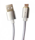 Cablu date si incarcare USB Magnetic mufa microUSB (detasabila) la USB 2.0, 1.2 metri, argintiu, pentru telefoane cu port microUSB