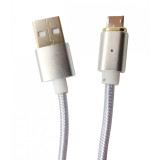 Cablu date si incarcare USB Magnetic mufa microUSB (detasabila) la USB 2.0, 1.2 metri, argintiu, pentru telefoane cu port microUSB