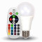 Bec LED E27 6W RGB + alb rece V-TAC, A60 6400K cu telecomanda