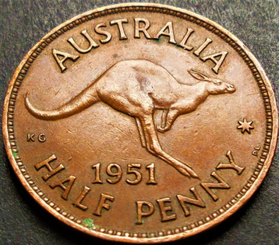 Moneda exotica HALF PENNY - AUSTRALIA, anul 1951 * cod 1474 B foto