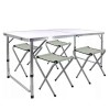 Set Masa Camping Pliabila Aluminiu cu 4 Scaune, Inaltime Reglabila 55-70cm, Argintiu/Gri, Portabil, 120x60cm