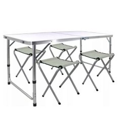 Set masa cu 4 scaune pentru camping, inaltime masa reglabila, picioare