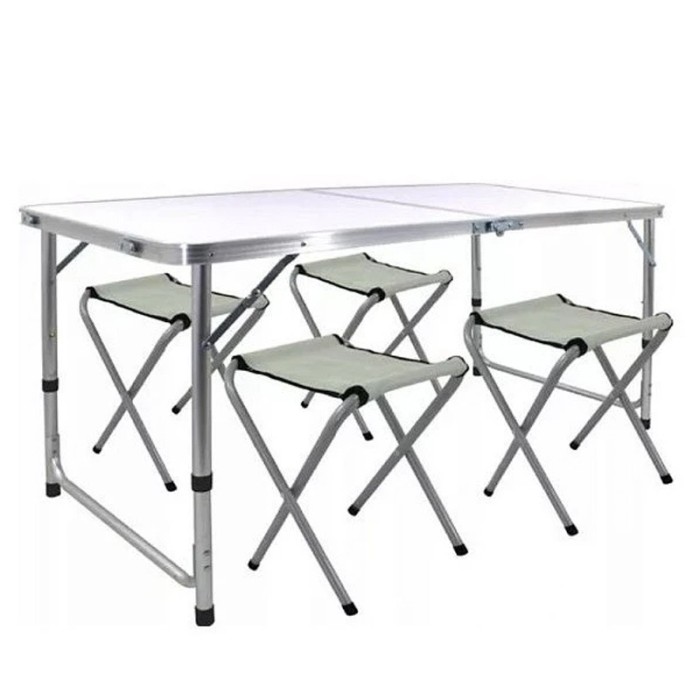 Set masa cu 4 scaune pentru camping, inaltime masa reglabila, picioare