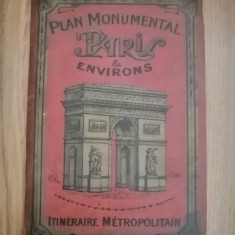 Plan Monumental Paris & Environs -large fold-out map of Paris and the areas 1930