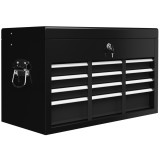 HOMCOM Comodă pentru Scule Portabilă, Cutie Metalică cu Carcasă Superioară și Glisiere pe Rulmenți cu Bile, 60x26x34 cm, Negru | Aosom Romania