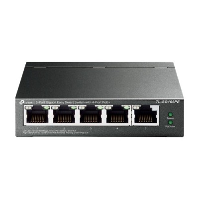 Switch 4 x RJ45 Gigabit PoE, 1 x RJ45 Gigabit, Buget PoE 65W, Easy Smart Managed - TP-Link TL-SG105PE foto