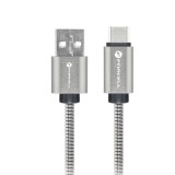 Cablu USB-A la USB-C Forcell F-Energy QC4.0 66W Metal C234 Silver 1M