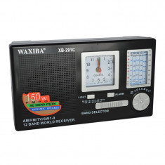 Radio portabil cu ceas Waxiba XB-291C, 12 benzi foto