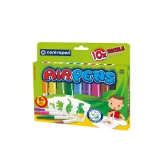 Set markere creative de suflat pentru textile 10 culori + 4 sabloane, 7Toys