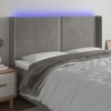 Gossi tablie de pat cu led, gri deschis, 163x16x118/128 cm, catifea