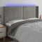Gossi tablie de pat cu led, gri deschis, 163x16x118/128 cm, catifea