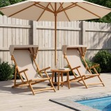 Scaun de plaja 2 pcs 3 Pozitie Lemn de eucalipt masiv Bej