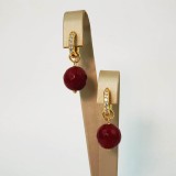Cumpara ieftin Cercei Argint 925 placat aur, agat rubiniu, zirconiu, Harmony, 3cm, inchidere sigura, Made in Italy, saculet cadou