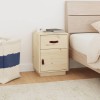 Noptiera Gossi lemn masiv pin, 40x34x55 cm, 1 sertar, compartiment cu usa, maner piele ecologica, blat robust, gri/negru/maro/alb
