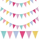 Set de 3 bannere de petrecere cu 8/12/15 steaguri Bahan Alamy, textil, multicolor, 4 m / 12,5 x 17 cm