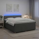 Cumpara ieftin Pat boxspring cu saltea Gri inchis 160 x 200 cm Tesatura