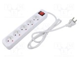 Prelungitor alimentare LANBERG 3x1mm2 5 prize 1,5m 10A alb